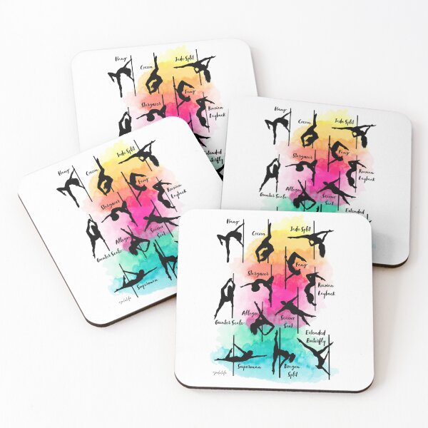 Item preview, Pole Dancing Moves Silhouettes on Rainbow Cloud designed and sold by PoleLife.