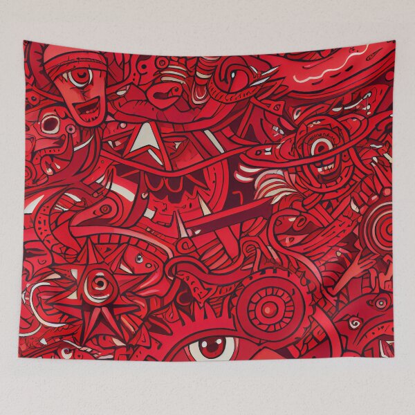 Aperçu de l'œuvre Red Graffiti Anime Monster Pattern Digital Painting créée et vendue par CodeAndColors.