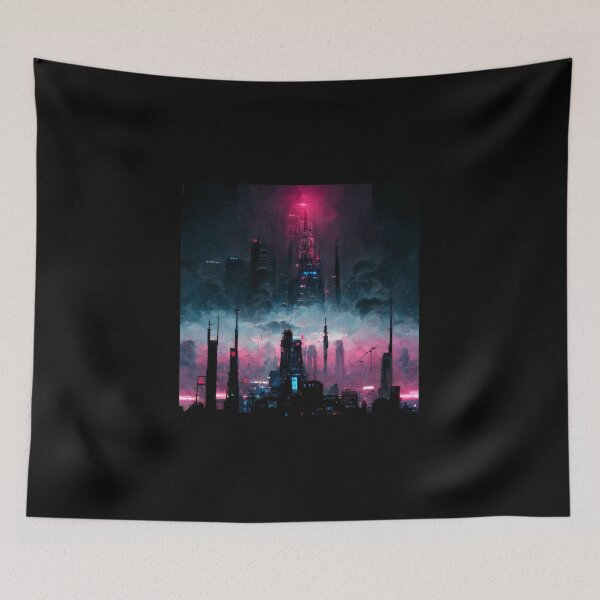 Item preview, Gazing At The Skyscrapers of Futuristic City At Night (Neo Noir Blade Runner Theme Cityscape Vaporwave Poster) designed and sold by ZGigerBarker.