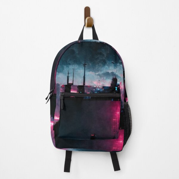 Item preview, Gazing At The Skyscrapers of Futuristic City At Night (Neo Noir Blade Runner Theme Cityscape Vaporwave Poster) designed and sold by ZGigerBarker.