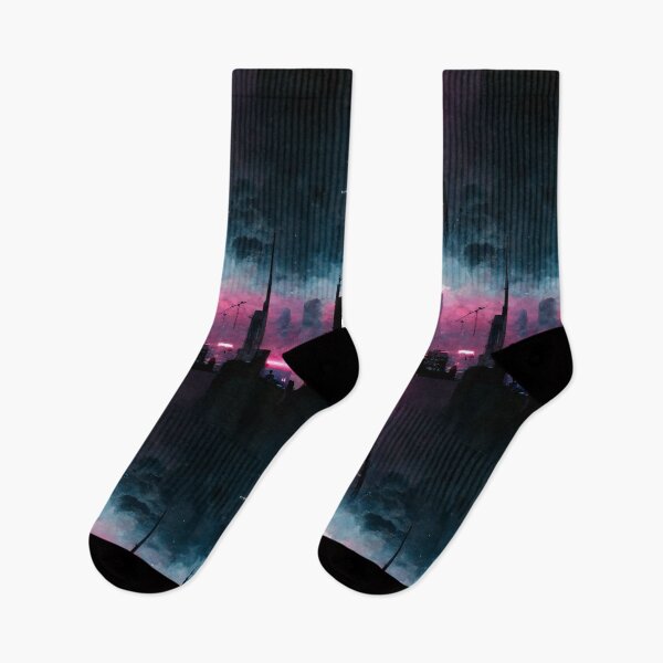 Item preview, Gazing At The Skyscrapers of Futuristic City At Night (Neo Noir Blade Runner Theme Cityscape Vaporwave Poster) designed and sold by ZGigerBarker.