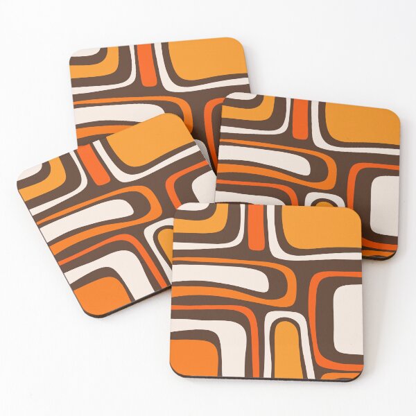 Item preview, Palm Springs Retro Mid-Century Modern Abstract Pattern in 70s Dark Brown Orange Beige designed and sold by kierkegaard.