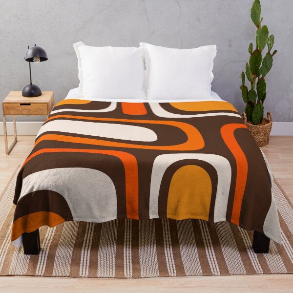 Item preview, Palm Springs Retro Mid-Century Modern Abstract Pattern in 70s Dark Brown Orange Beige designed and sold by kierkegaard.