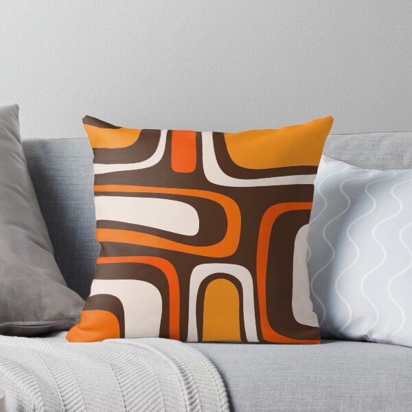 Aperçu de l'œuvre Palm Springs Retro Mid-Century Modern Abstract Pattern in 70s Dark Brown Orange Beige créée et vendue par kierkegaard.