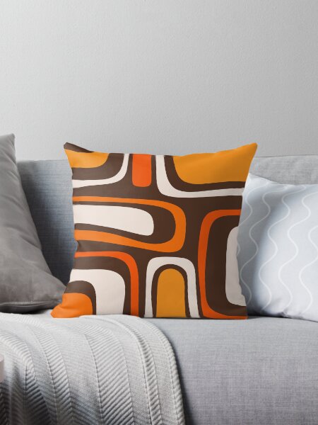 Item preview, Palm Springs Retro Mid-Century Modern Abstract Pattern in 70s Dark Brown Orange Beige designed and sold by kierkegaard.