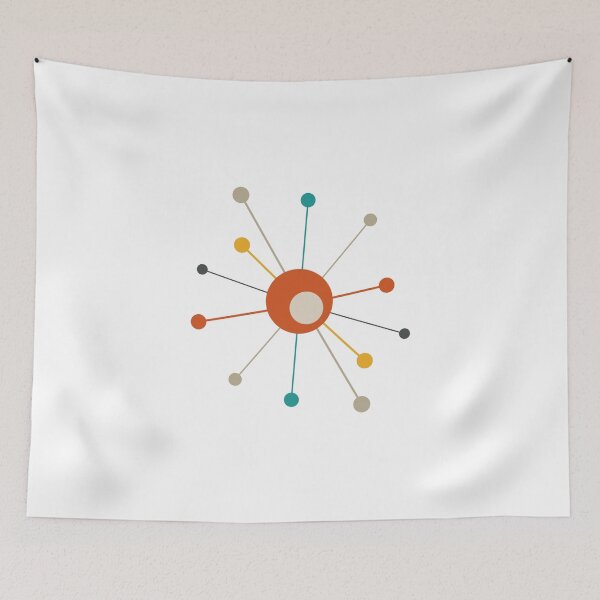 Item preview, Atomic Era Red Orange Turquoise Starburst designed and sold by Orchard Berry.