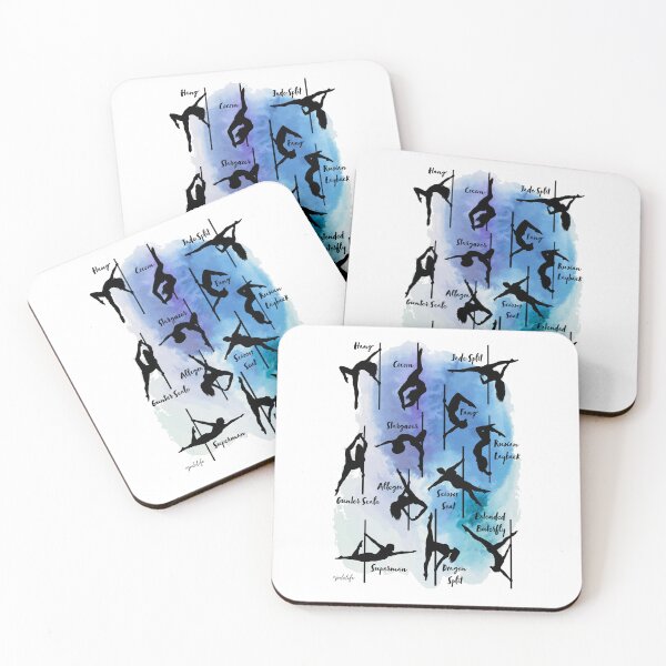 Item preview, Pole Dancing Moves Silhouettes on Blue Lagoon designed and sold by PoleLife.