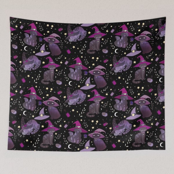 Item preview,  Cosmic magical galaxy cat witches pack - cute witch cat with fantasy items purple witch designed and sold by Yarafantasyart.