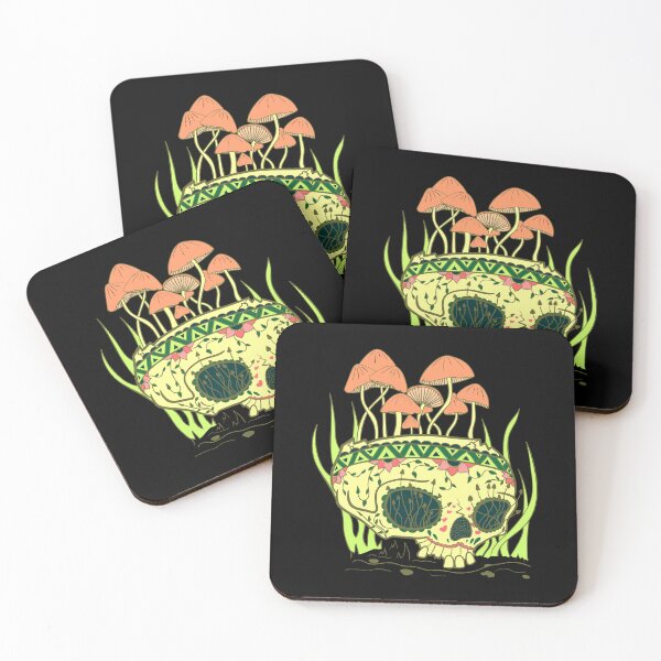 Item preview, Skull with mushrooms colored designed and sold by camelsvg.