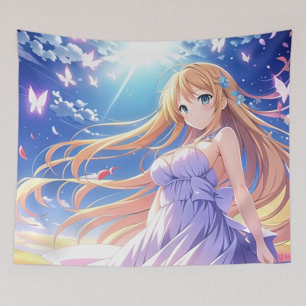 Item preview, Young anime girl in a colorful field poster designed and sold by 100PercentOtaku.