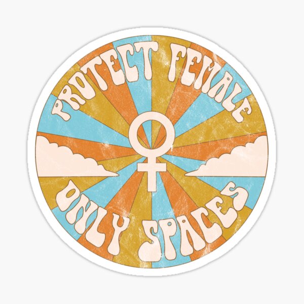 "Protect Female Only Spaces" Groovy Retro Feminist Venus Sunburst Sticker