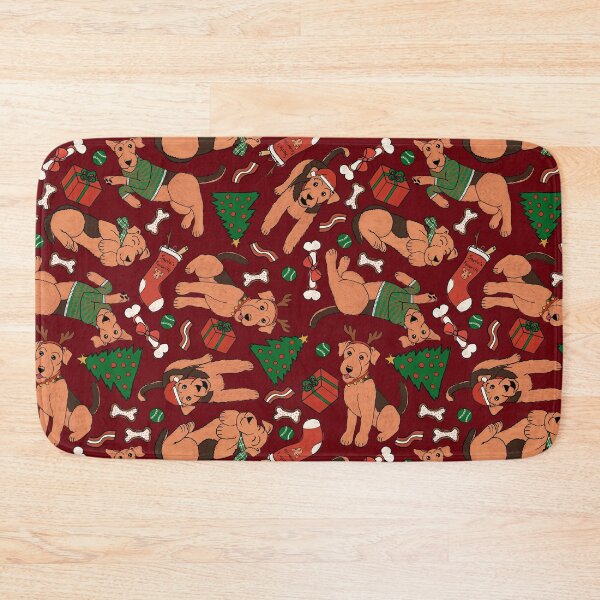 Item preview, Cute Airedale Terriers Christmas Pattern - Airedale Cartoons - Cuddly Terriers - Rosewood designed and sold by EcoElsa.