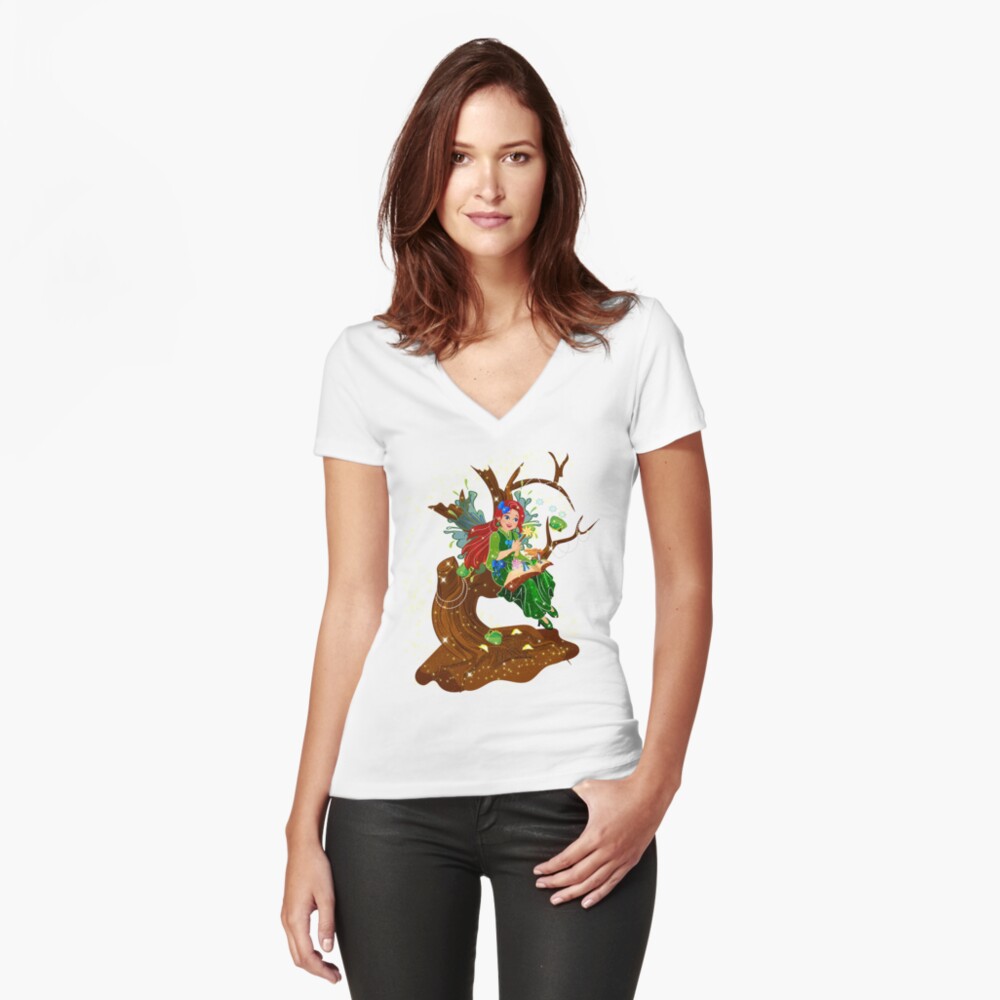 Item preview, Fitted V-Neck T-Shirt designed and sold by FairyBookClub.