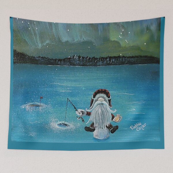 Item preview, Gnome Ice Fishing under Aurora designed and sold by Debbie Center.