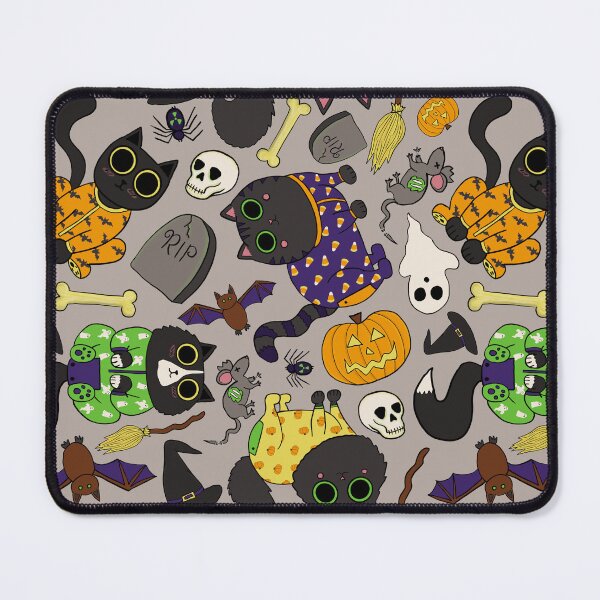 Item preview, Halloween Cats Pajamas Pattern - Spooky Cute Black Cats Pattern - Halloween Purple Black Cats Pattern - Cloudy designed and sold by EcoElsa.