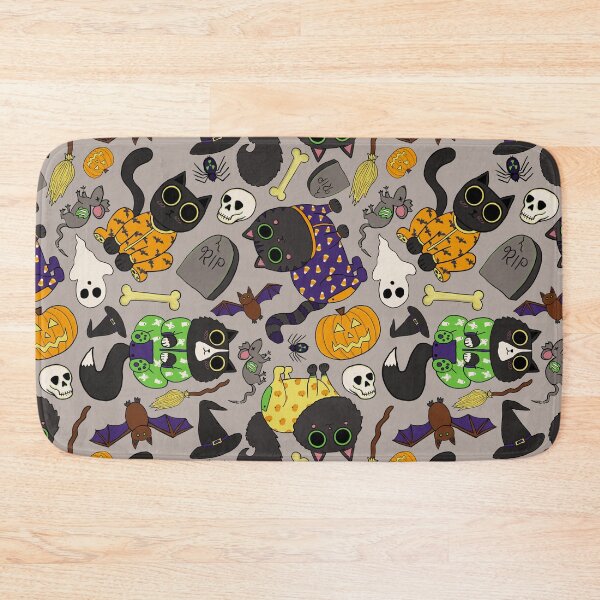 Item preview, Halloween Cats Pajamas Pattern - Spooky Cute Black Cats Pattern - Halloween Purple Black Cats Pattern - Cloudy designed and sold by EcoElsa.