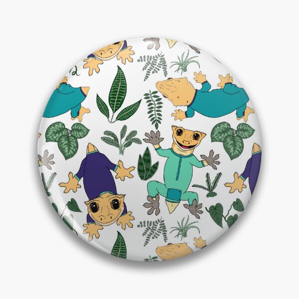 Item preview, Crested Gecko in Pajamas pattern - lizards in pajamas pattern - White designed and sold by EcoElsa.