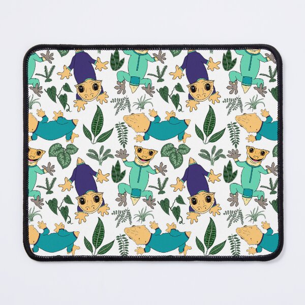 Item preview, Crested Gecko in Pajamas pattern - lizards in pajamas pattern - White designed and sold by EcoElsa.