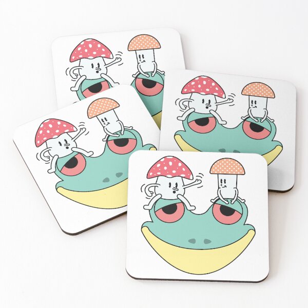 Item preview, Cute Mushroom Characters Sitting On Frog T-Shirt designed and sold by Poly-Apparel.