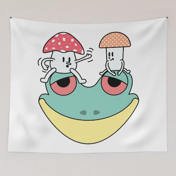 Item preview, Cute Mushroom Characters Sitting On Frog T-Shirt designed and sold by Poly-Apparel.