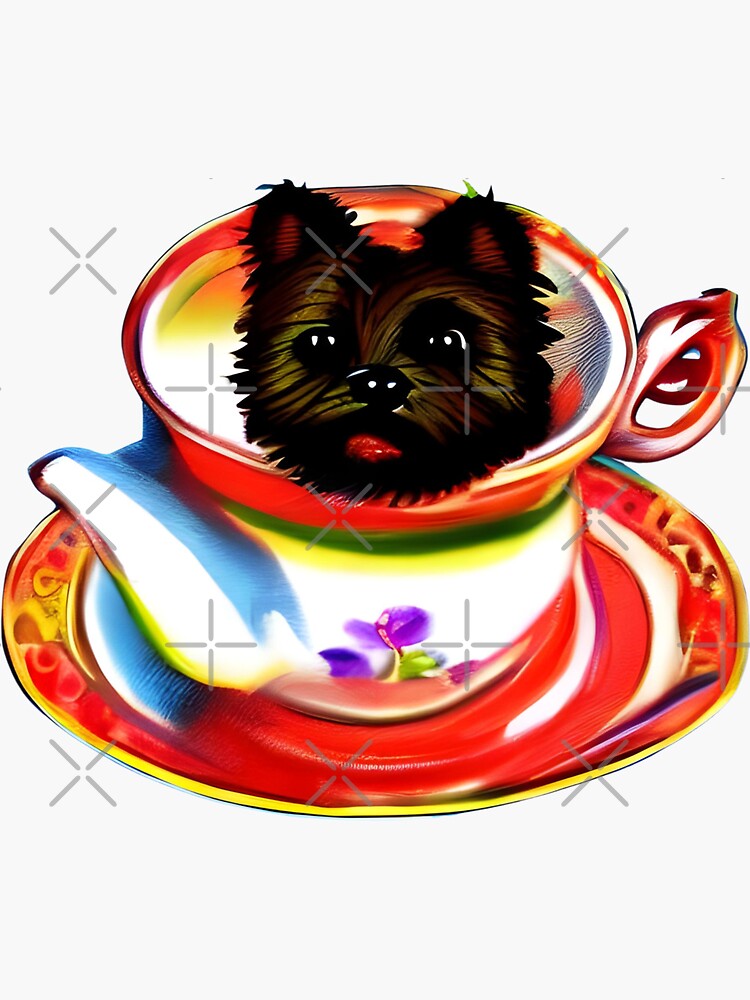 "Tea cup puppy Artwork" Sticker for Sale by CorneliusDesign Redbubble