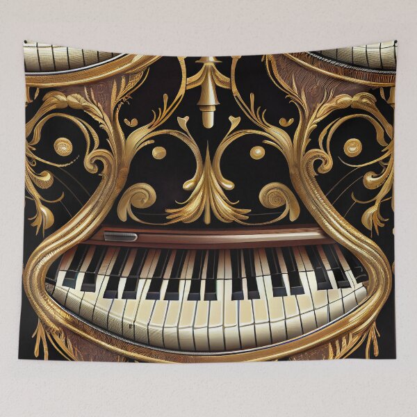 Aperçu de l'œuvre Classy Elegant Piano Music Pattern Digital Painting créée et vendue par CodeAndColors.