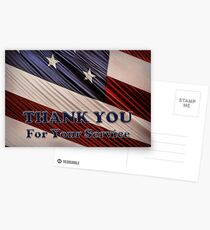 USA Military Veterans Patriotic Flag Thank You Postcards