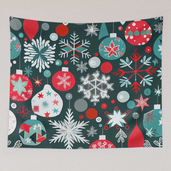 Aperçu de l'œuvre Collage Christmas Ornament and Snowflake Pattern Digital Painting créée et vendue par CodeAndColors.
