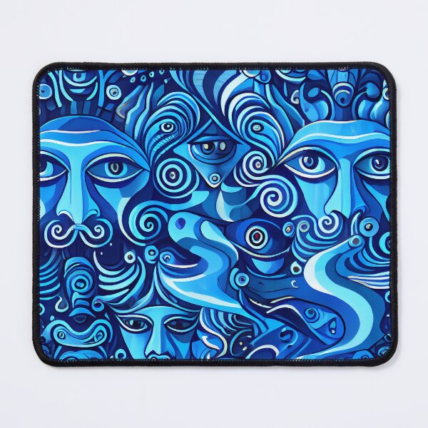 Item preview, Abstract Interesting Blue Face Pattern Digital Painting designed and sold by CodeAndColors.