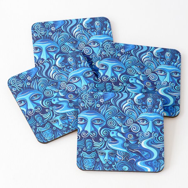 Artikelvorschau, Abstract Interesting Blue Face Pattern Digital Painting entworfen und verkauft von CodeAndColors.