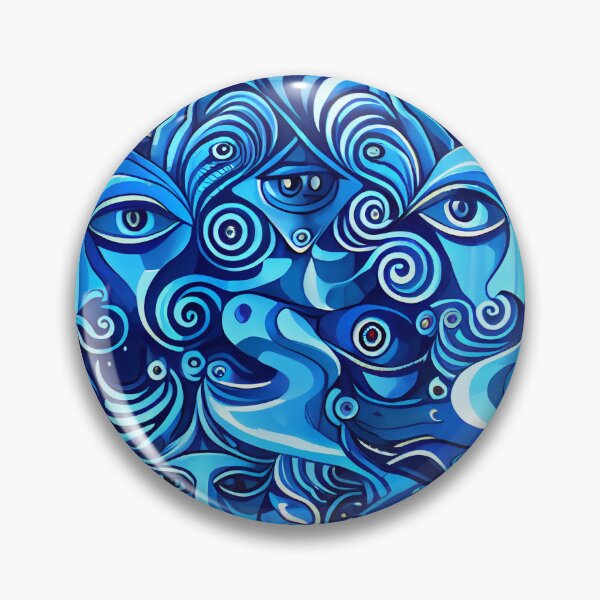 Item preview, Abstract Interesting Blue Face Pattern Digital Painting designed and sold by CodeAndColors.