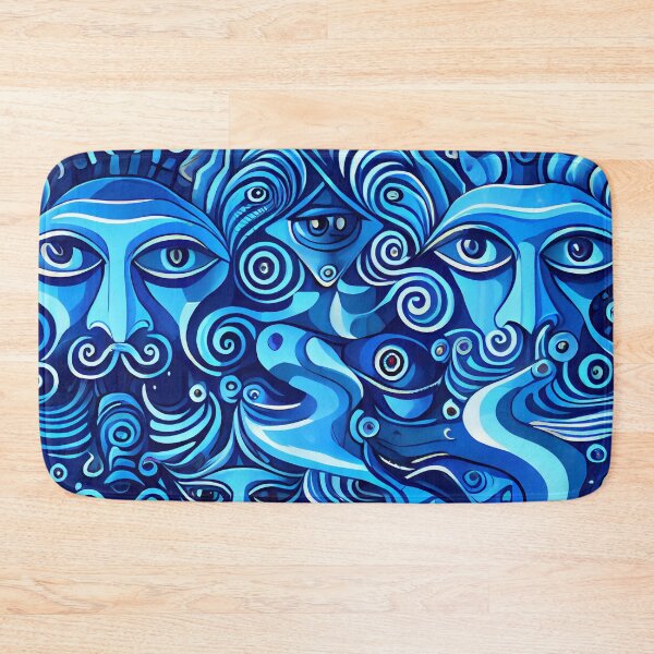 Item preview, Abstract Interesting Blue Face Pattern Digital Painting designed and sold by CodeAndColors.