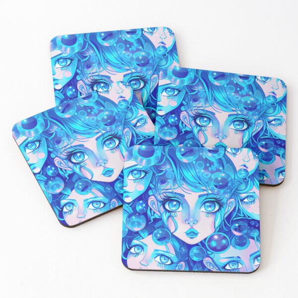 Artikelvorschau, Abstract Blue Anime Girl Pattern Digital Painting entworfen und verkauft von CodeAndColors.