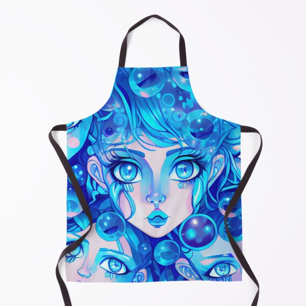 Aperçu de l'œuvre Abstract Blue Anime Girl Pattern Digital Painting créée et vendue par CodeAndColors.