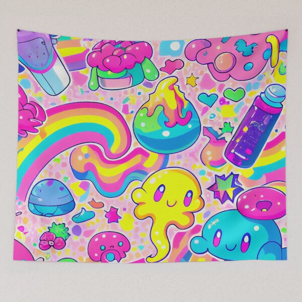 Item preview, Cute Kawaii Rainbow Colorful Pattern Digital Painting designed and sold by CodeAndColors.
