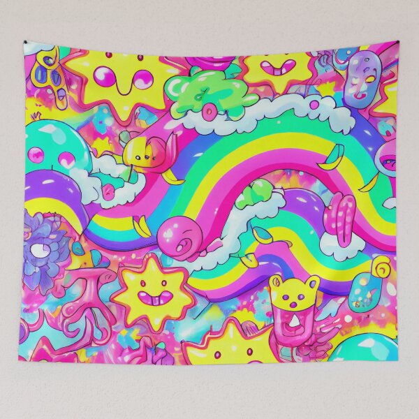 Item preview, Abstract Wild and Crazy Colorful Kawaii Pattern Digital Painting designed and sold by CodeAndColors.