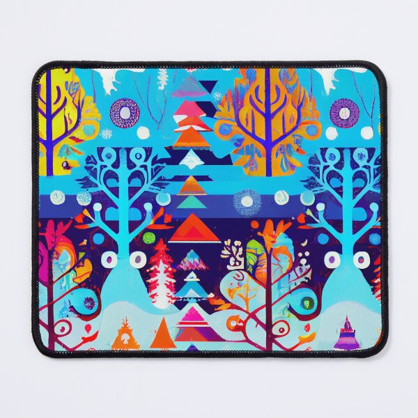 Aperçu de l'œuvre Abstract Festive Colorful Stamped Winter Scene Digital Painting créée et vendue par CodeAndColors.