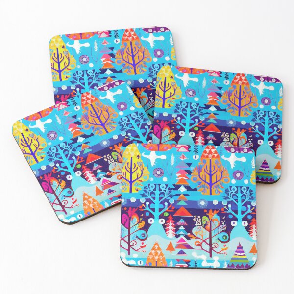 Item preview, Abstract Festive Colorful Stamped Winter Scene Digital Painting designed and sold by CodeAndColors.