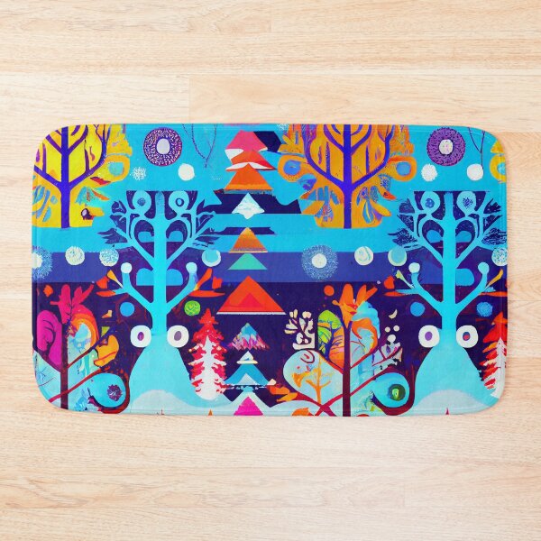 Aperçu de l'œuvre Abstract Festive Colorful Stamped Winter Scene Digital Painting créée et vendue par CodeAndColors.