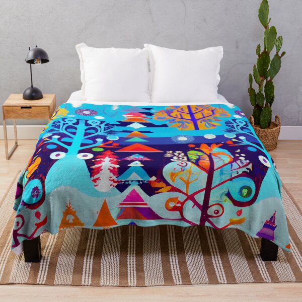 Artikelvorschau, Abstract Festive Colorful Stamped Winter Scene Digital Painting entworfen und verkauft von CodeAndColors.
