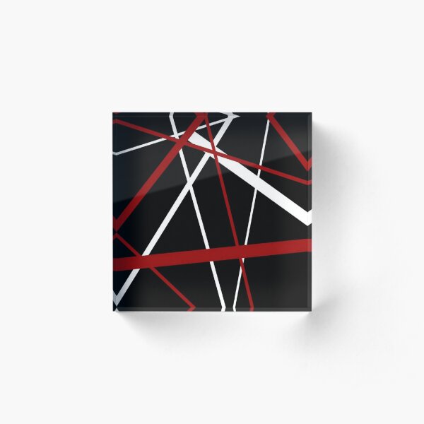 Red and White Stripes on A Black Background Acrylic Block