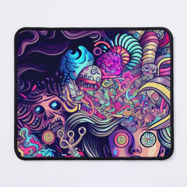 Artikelvorschau, Wild Spooky Anime Face and Skull Pattern Digital Painting entworfen und verkauft von CodeAndColors.