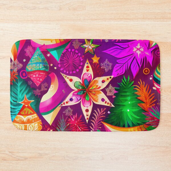 Artikelvorschau, Bright Pink Festive Christmas Tree Pattern Digital Painting entworfen und verkauft von CodeAndColors.
