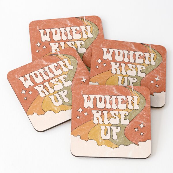 Item preview, "Women Rise Up" Groovy Retro Feminist Rainbow designed and sold by XXRebellion.