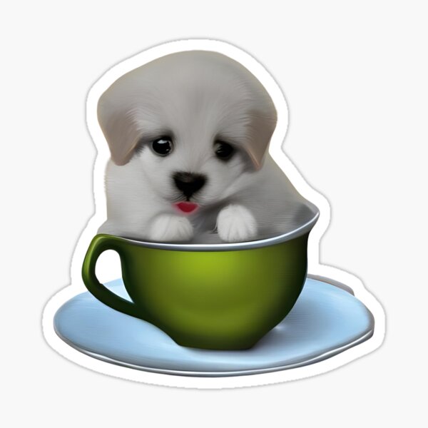 "Tea cup puppy Artwork" Sticker for Sale by CorneliusDesign Redbubble