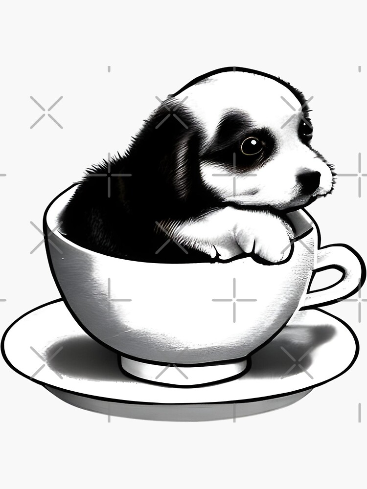 "Tea cup puppy Artwork" Sticker for Sale by CorneliusDesign Redbubble