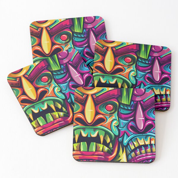 Artikelvorschau, Psychedelic Vibrant Colorful Vampire Tikis Digital Painting entworfen und verkauft von CodeAndColors.