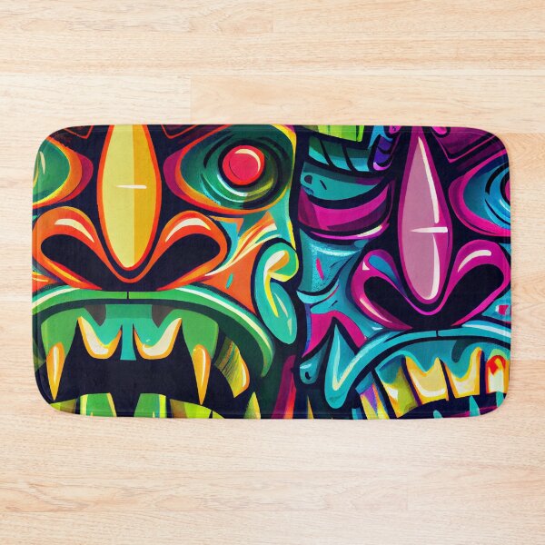 Artikelvorschau, Psychedelic Vibrant Colorful Vampire Tikis Digital Painting entworfen und verkauft von CodeAndColors.