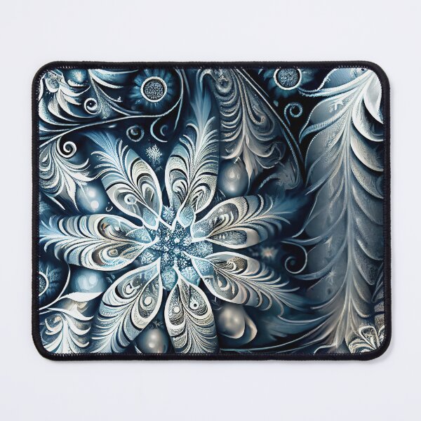 Artikelvorschau, Dark Feathery Snowflake Pattern Digital Painting entworfen und verkauft von CodeAndColors.