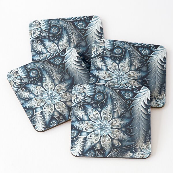 Artikelvorschau, Dark Feathery Snowflake Pattern Digital Painting entworfen und verkauft von CodeAndColors.